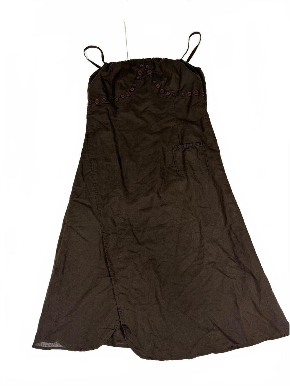 Oui Brown Sleeveless A-Line Dress